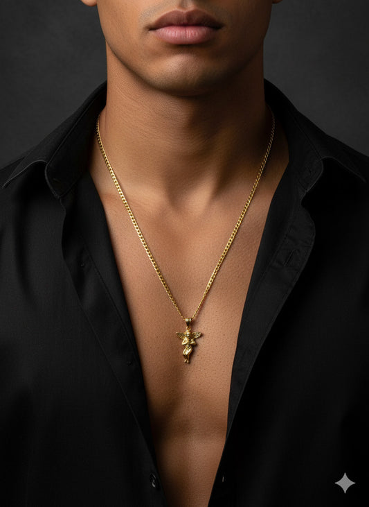 Cadena Corte Brillo de Oro 10K de 2.8mm. Incluye dije. 24 pulgadas para un estilo más largo y sutil.