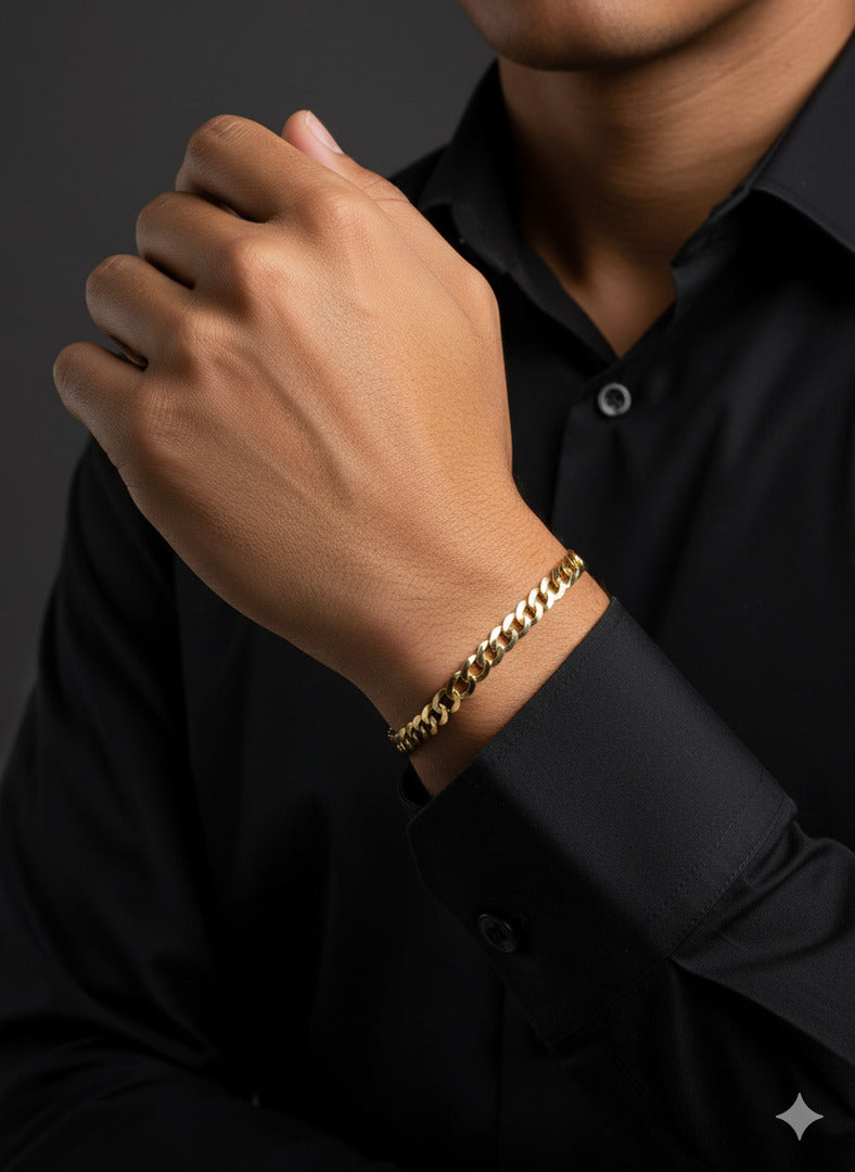 Manilla Corte Brillo Oro 10K 8 Pulgadas 4 mm