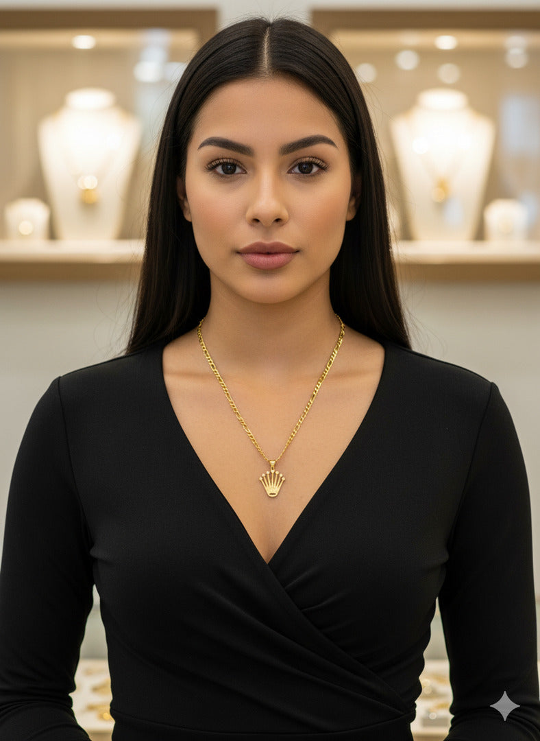 Cadena Fígaro clásica de 4mm en Oro 10K. Incluye dije. 24 pulgadas de longitud. Máxima elegancia para él y para ella.