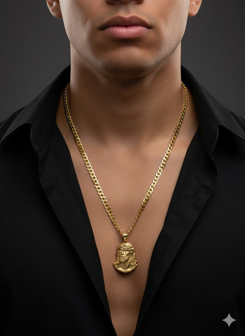 Cadena Corte Brillo de Oro 10K y 5mm. Incluye dije. 22 pulgadas. Máximo peso y presencia. ¡El poder del oro!