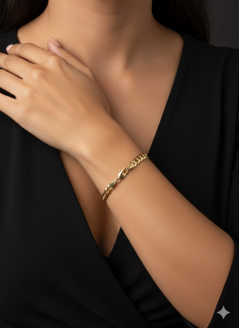 Manilla Corte Brillo Oro 10K 8 Pulgadas 4 mm